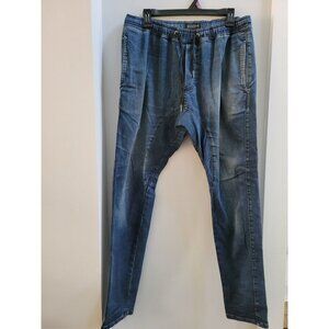 Zanerobe Sureshot Slim Fit Jogger Jeans Men's 32 Mid Blue Faded Elastic Waist